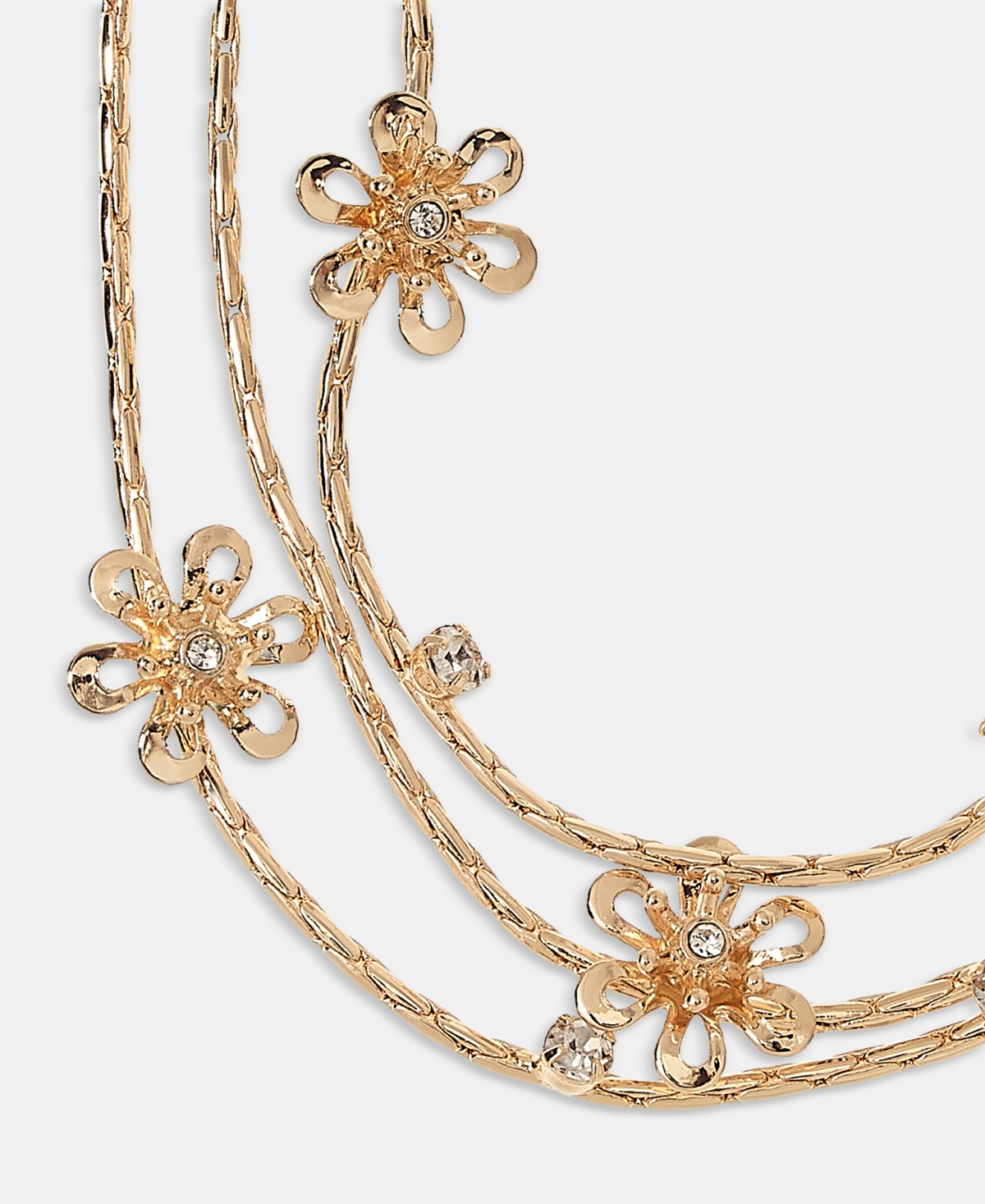lonna & lilly Gold-Tone Crystal Flower Layered Necklace, 16" + 3" extender