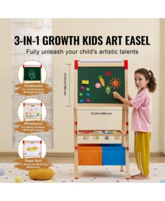 Sugfit 3-in-1 Wooden Art Easel with Storage Compartment & Adjustable Height