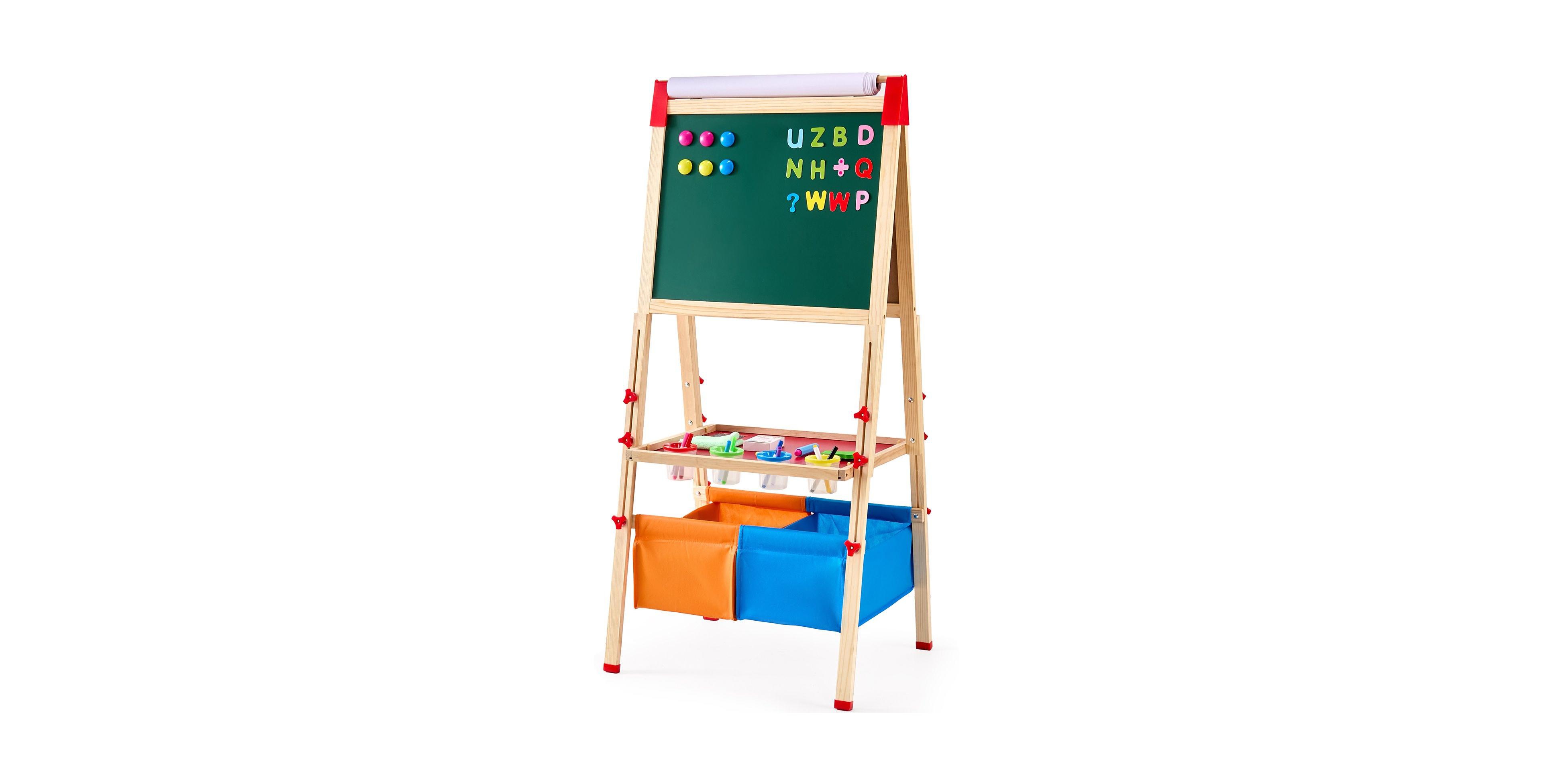 Sugfit 3-in-1 Wooden Art Easel with Storage Compartment & Adjustable Height