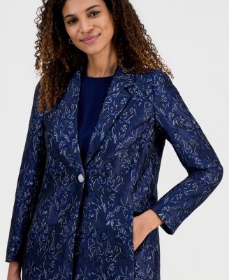 Women's Metallic Jacquard Long Jacket 