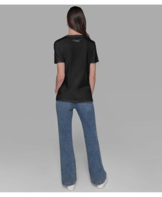 Women's Crewneck Embellished Perfume Bottle T-Shirt