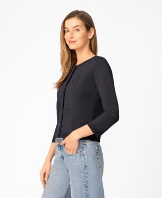 Women's Heart Stitch Button Cardigan Sweater