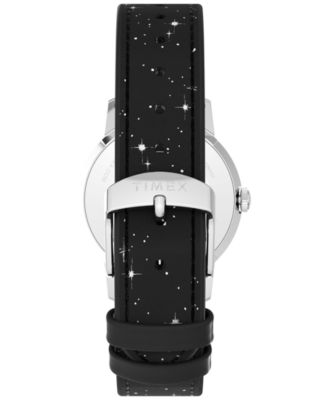 Men's Mechanical Handwind Black Leather Watch, 34mm