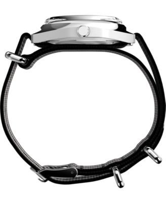 Men's Quartz Analog Black Fabric Watch, 37mm