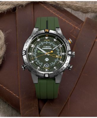 Men's Quartz Analog Green Silicone Watch, 45mm