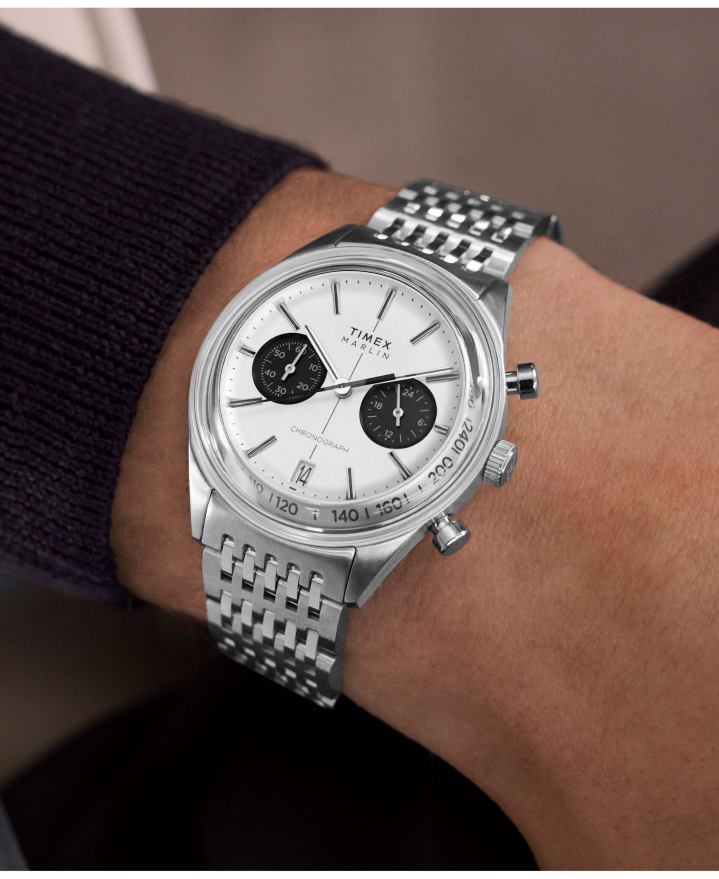 Мужские часы Timex Chronograph Silver-Tone Stainless Steel, 40mm — фото 7