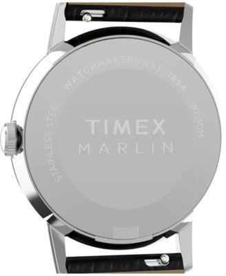 Unisex Quartz Analog Black Leather Watch, 34mm