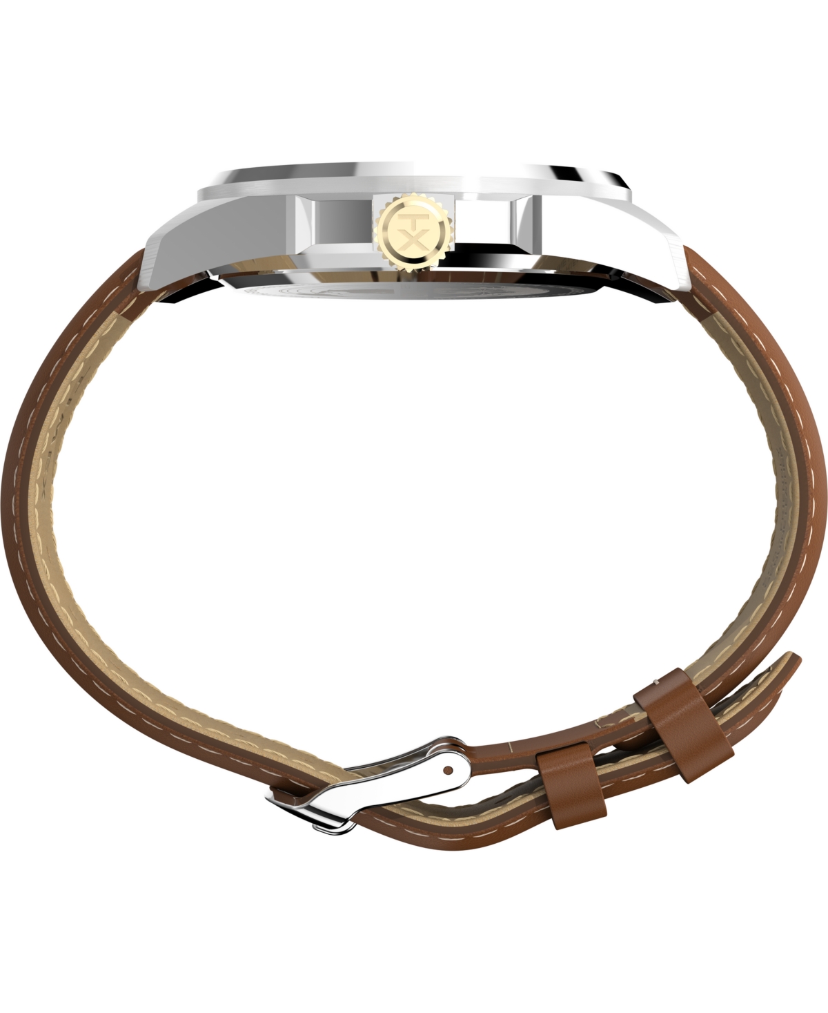 Timex Men's Quartz Analog Brown Leather Watch, 45mm