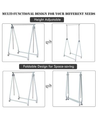Extendable Foldable Heavy Duty Clothing Rack with Hanging Rod