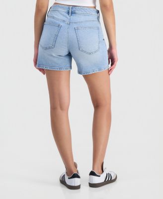 Juniors' High-Rise Denim Bermuda Shorts