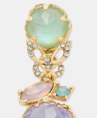 Gold-Tone Stone & Butterfly Drop Earrings