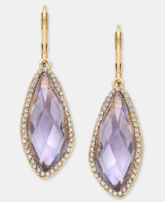 Gold-Tone Stone & Pav&eacute; Halo Drop Earrings