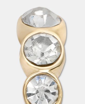 Gold-Tone Graduated Crystal Bezel Small Hoop Earrings, 0.5"