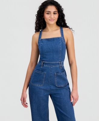 Juniors' Square-Neck Sleeveless Jumpsuit