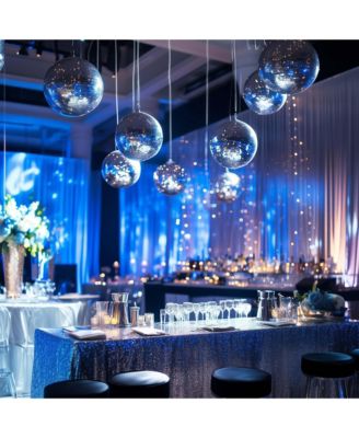 2PCS 12" Large Disco Ball Mirror Big Hanging Glass Decor for 70s 80s Party Events Wedding DJ Dance Club Stage Lighting Silver
