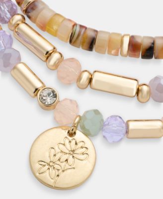 Gold-Tone Multi Bead Stretch Bracelet