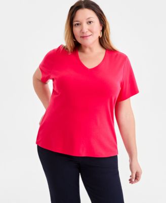 Plus Size Short-Sleeve V-Neck Top
