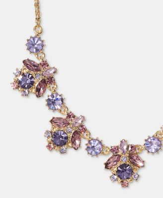 Gold-Tone Mixed Crystal Cluster Statement Necklace, 16" + 3" extender