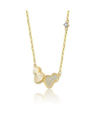14K Gold Plated with Clear Cubic Zirconia Statement Necklace