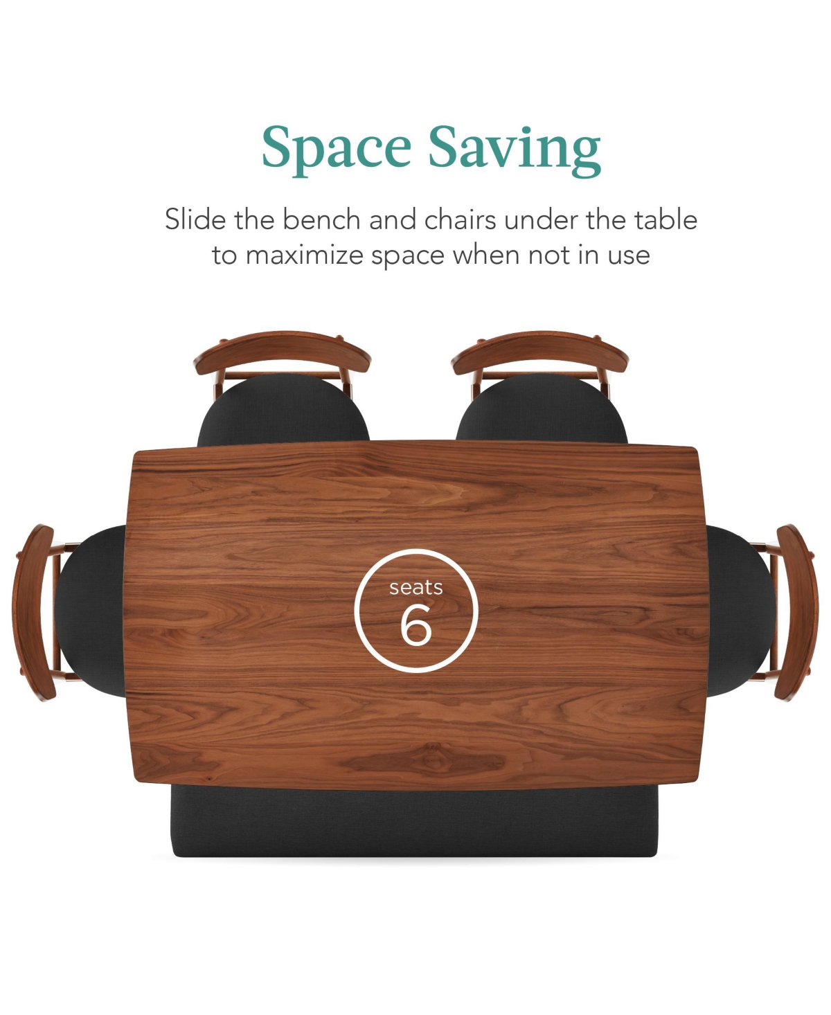 Best Choice Products 6-Piece Mid-Century Modern Upholstered Wooden Dining Set w/ 4 Chairs