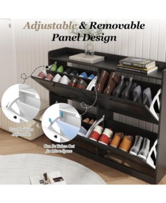 Large 4-Drawer Shoe Cabinet, Narrow Hidden Shoe Rack with Wooden Legs, Freestanding Entryway Organizer for Bedroom Living Room Hallway