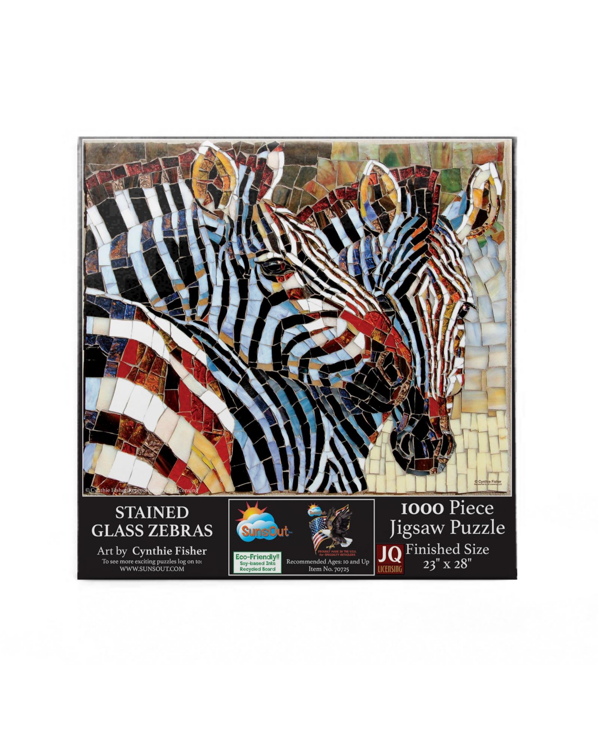 SunsOut Stained Glass Zebras 1000 piece Jigsaw Puzzle for Adults