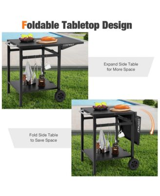 Double-Shelf Movable Dining Cart Table Multifunctional Kitchen Worktable Outdoor