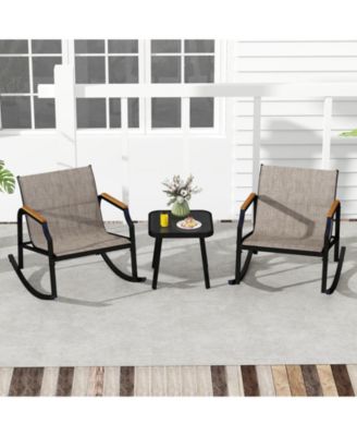 3 PCS Rocking Bistro Set Outdoor Conversation Set with Porch Rocking Chairs