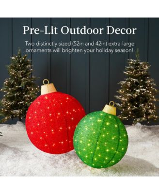 2pc Lighted Pop-Up Christmas Ornaments Outdoor Holiday Decoration w/ 220 LED Lights