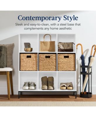 Elevated 9-Cube Storage Organizer, 11in Shelf, Bookcase, Display Shelf, w/ Metal Legs