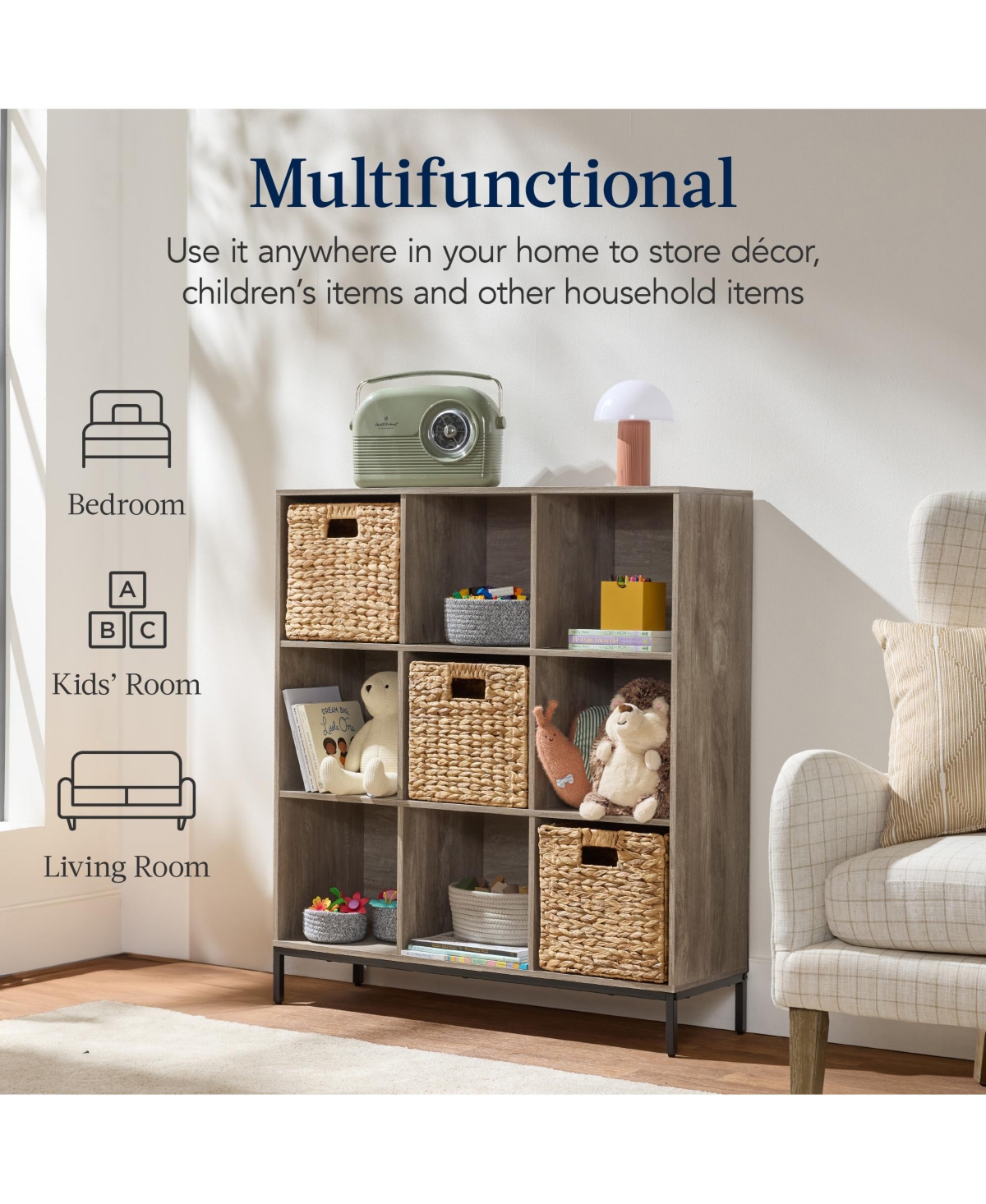 Best Choice Products Elevated 9-Cube Storage Organizer, 11in Shelf, Bookcase, Display w/ Metal Legs