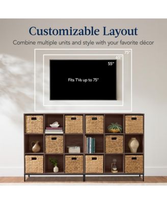 Elevated 9-Cube Storage Organizer, 11in Shelf, Bookcase, Display Shelf, w/ Metal Legs