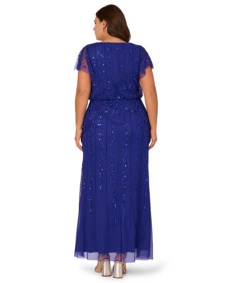 Plus Size Beaded V-Neck Maxi Dress