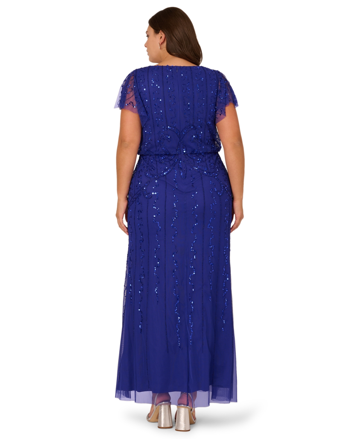 Adrianna Papell Plus Beaded V-Neck Maxi Dress