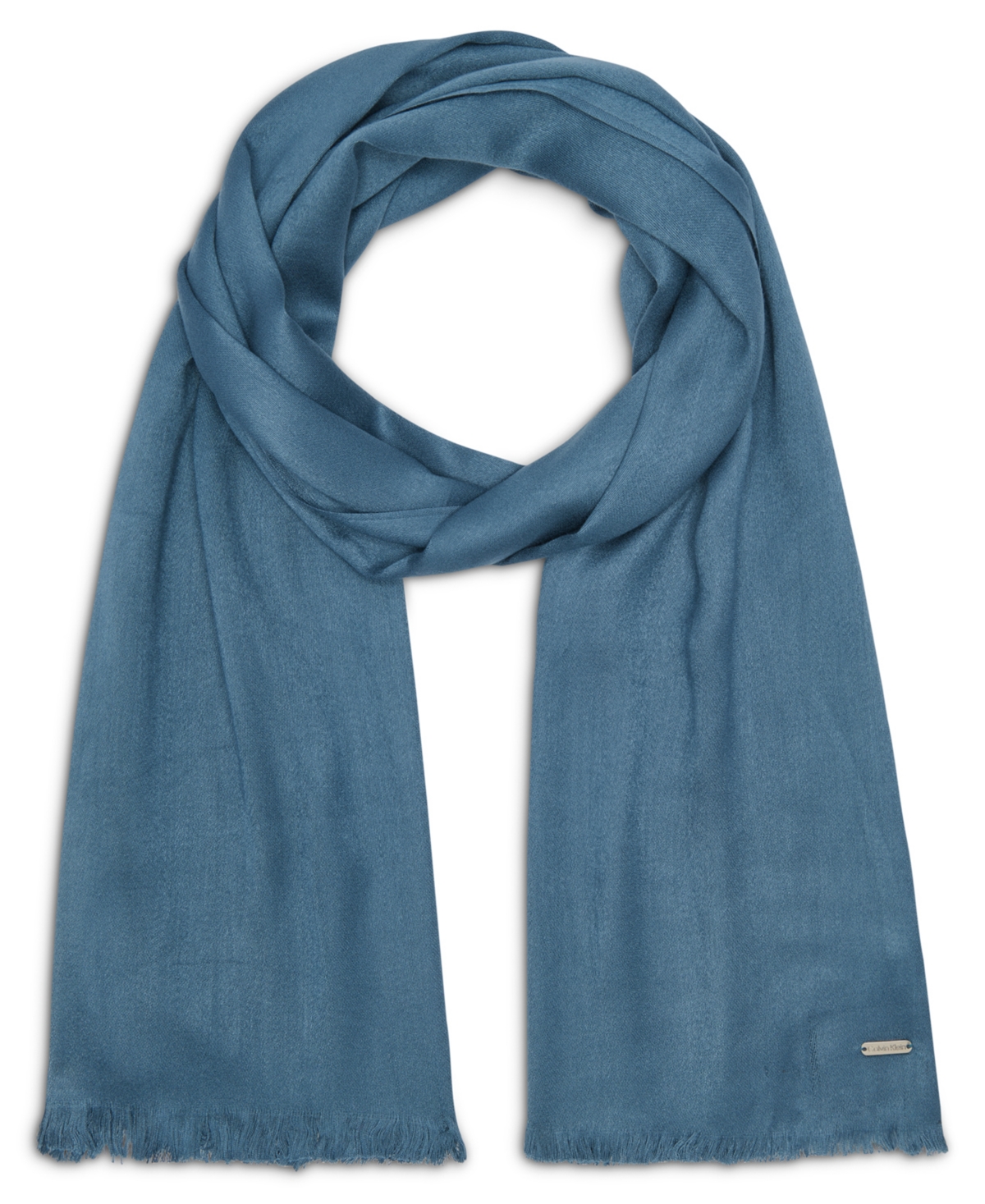 Calvin Klein Women's Solid Satin-feel Pashmina Scarf In Blue
