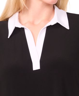 Plus Size Shirt Collared Shift Dress