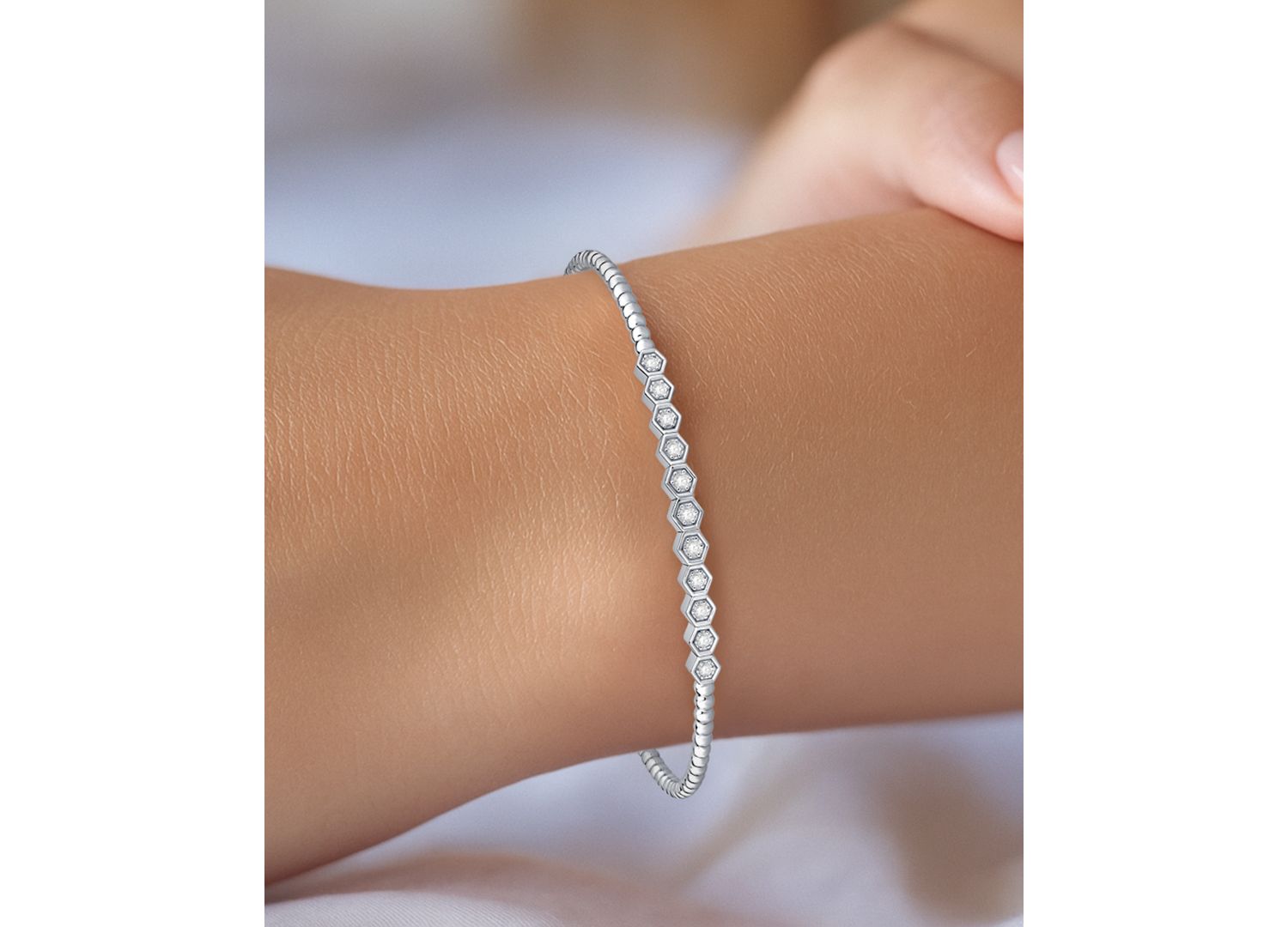 Diamond Flexible Bangle Bracelet (1/4 ct. t.w.) in Sterling Silver
