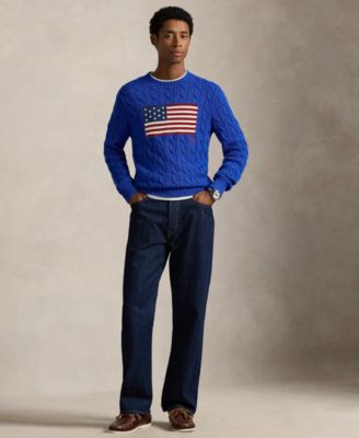 Men's  Cable-Knit Flag Sweater