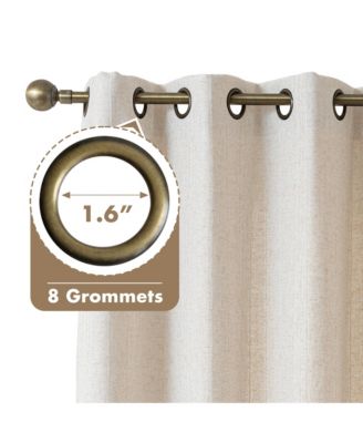 Linen Blend Solid Striped Room Darkening Curtains Pair, 52"Wx 96"L