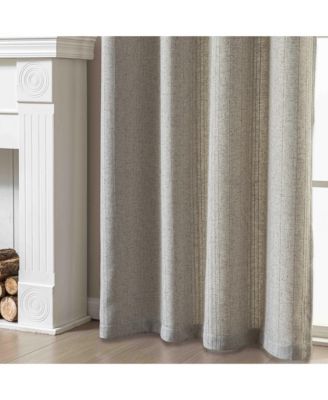 Linen Blend Solid Striped Room Darkening Curtains Pair, 52"Wx 84"L