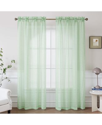 Crinkle Textured Semi-Sheer Rod Pocket Curtains Pair