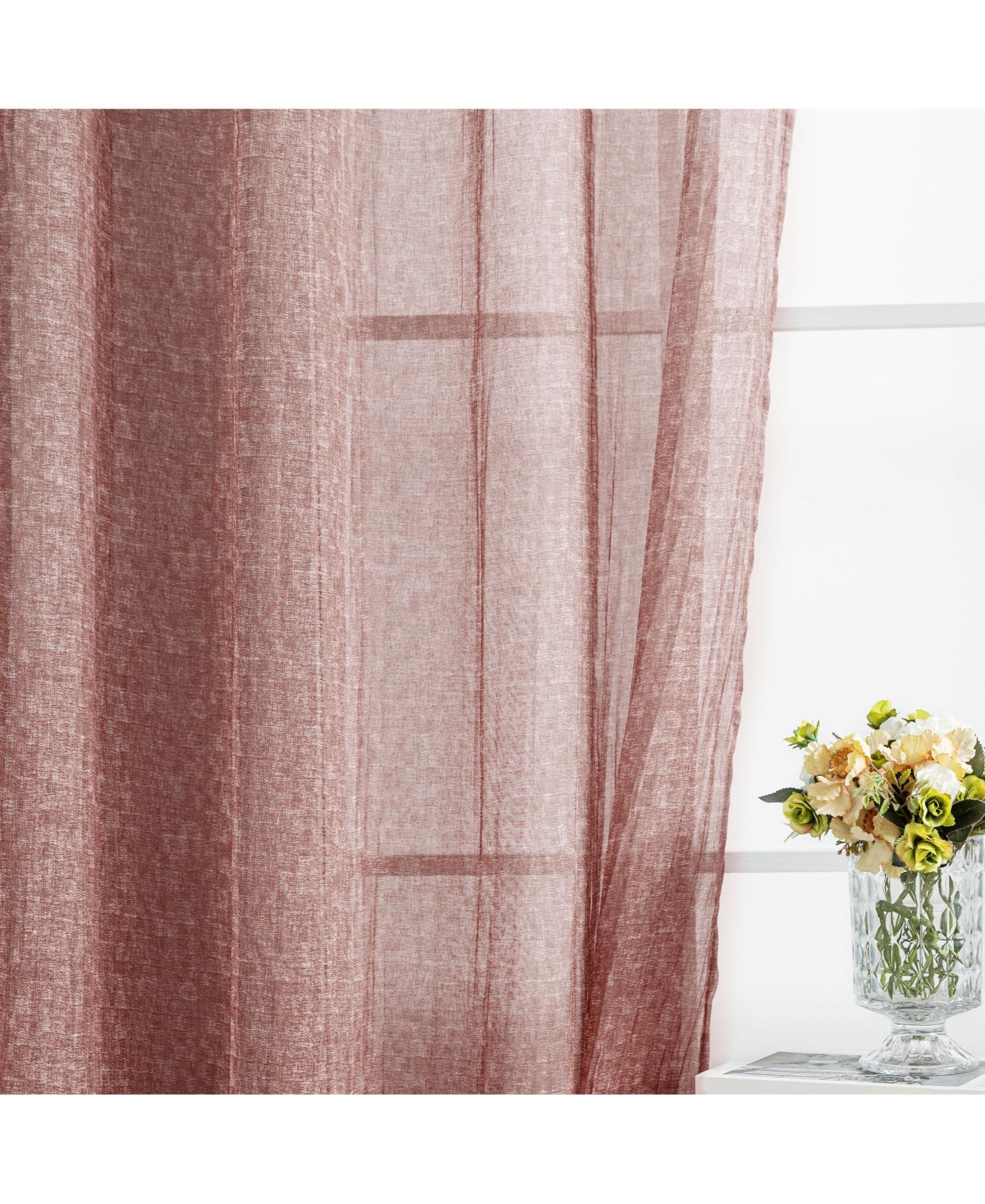 Awesome Home Crinkle Textured Semi-Sheer Rod Pocket Curtains Pair
