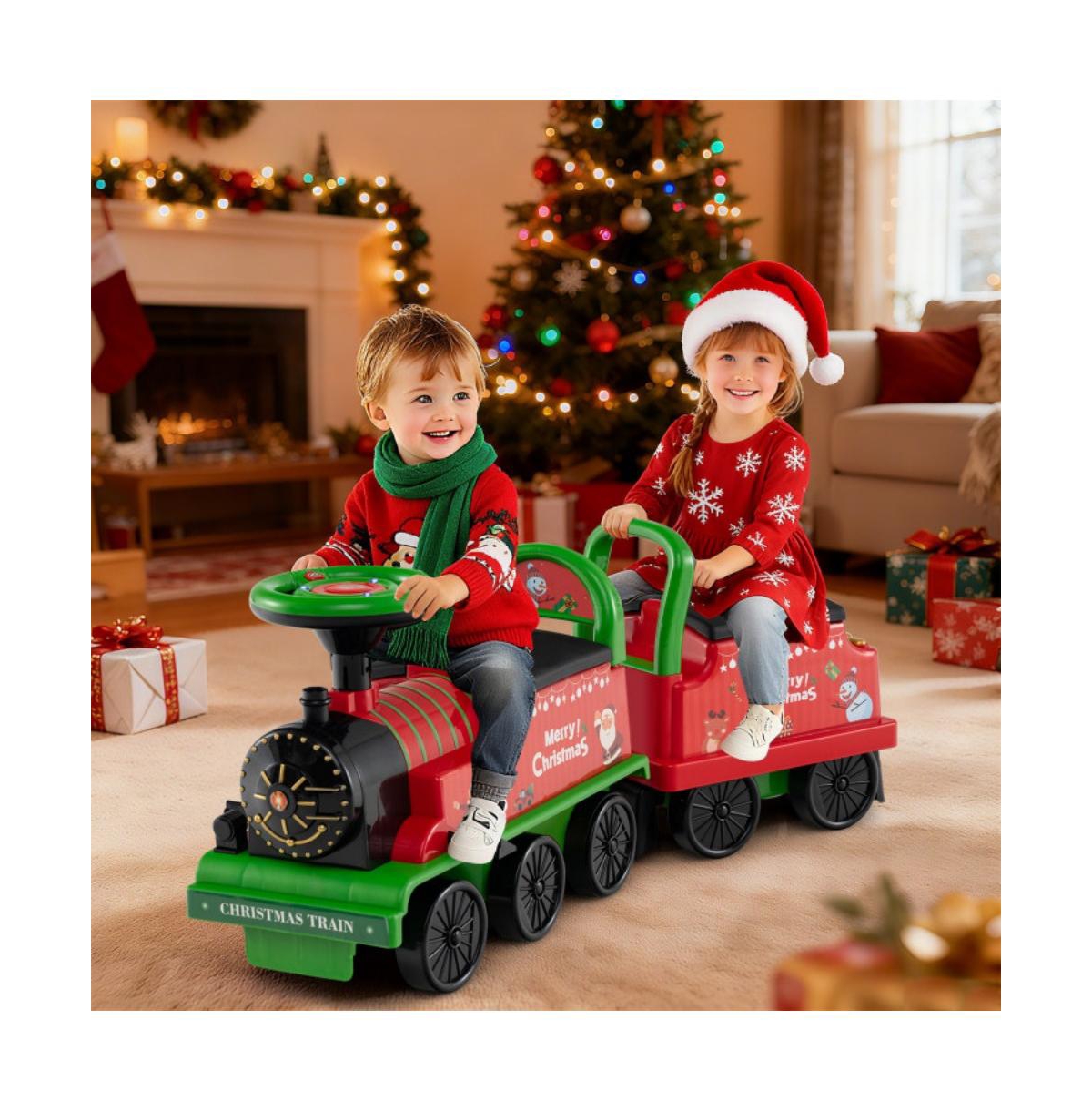 Hongge 6V Kids Ride On Train with Carriage and Led Lights