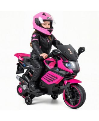 6V Kids Motorcycle with Headlights Music and Training Wheels