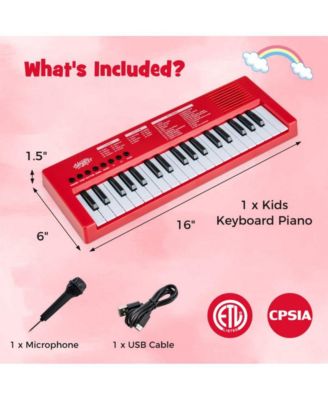 37 Key Kids Piano Keyboard with Rhythms and Microphone