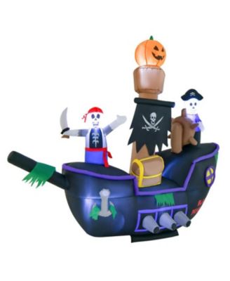 7 ft Long Halloween Inflatable Pirate Ship with LED Lights Blower