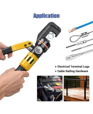 Hydraulic Wire Crimping Tool with Cable Cutter for Battery Cable Lug Terminal 1/8" to 3/16" Deck Railing Hardware