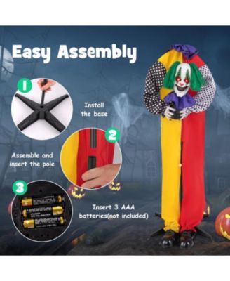 4.5ft Grins Animatronic Clown with Pre-Recorded Phrases and LED Eyes