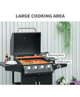 4 Burner Propane Gas Grill with Side Burner,