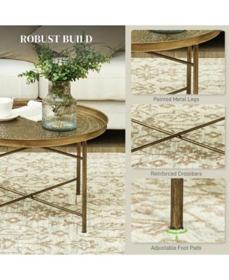 24" Round Table with Hamme Tray Top & Metal Frame,